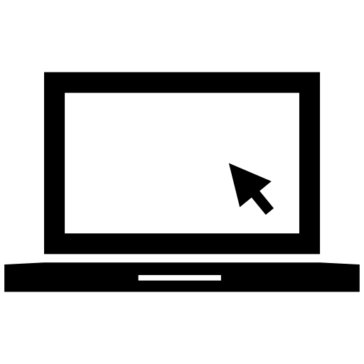 Laptop with cursor arrow on blank monitor screen