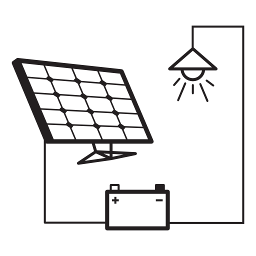 Light connected to battery and solar panel