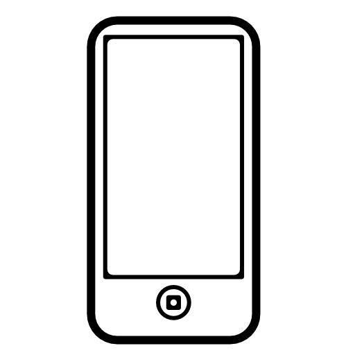 Mobile phone outline with one circular button and screen outline