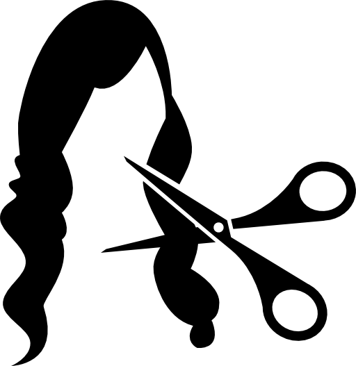 Scissors cutting long hair