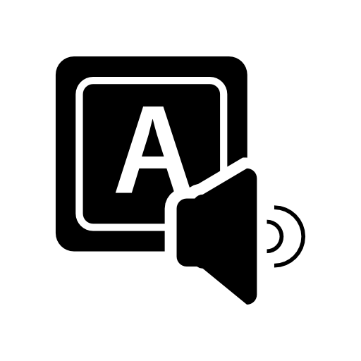 Keyboard key of letter A and a speaker