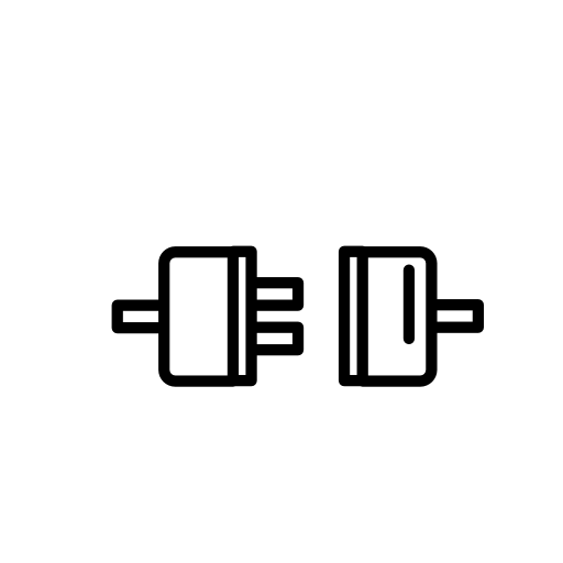 Plugs connection outline symbol in a circle