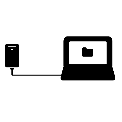 Phone connected to a laptop