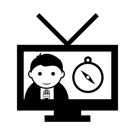 Tv program on screen with a man and a compass