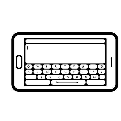 Phone with keyboard on screen in horizontal position