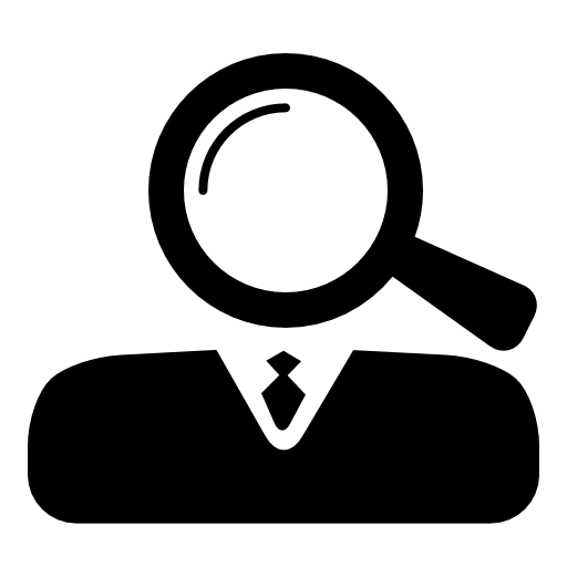 Magnifying lens as head of business professional