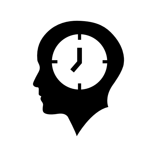 Bald head with a clock