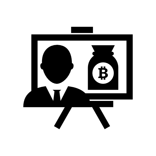 Bitcoin presentation with money bag symbol