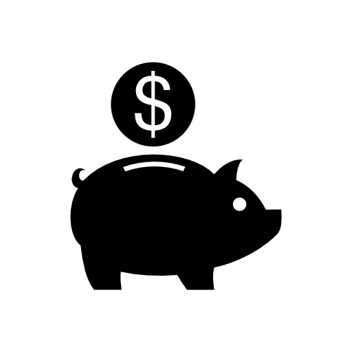 Saving a dollar coin in a pig moneybox