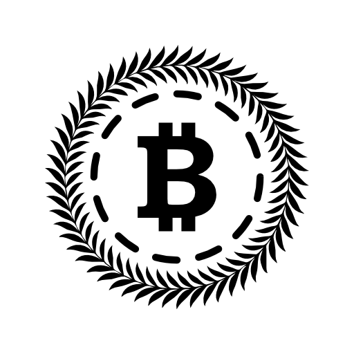Bitcoin surrounded by a circle of olive leaves