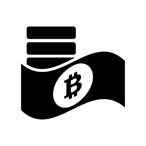 Bitcoin symbol on paper and coins