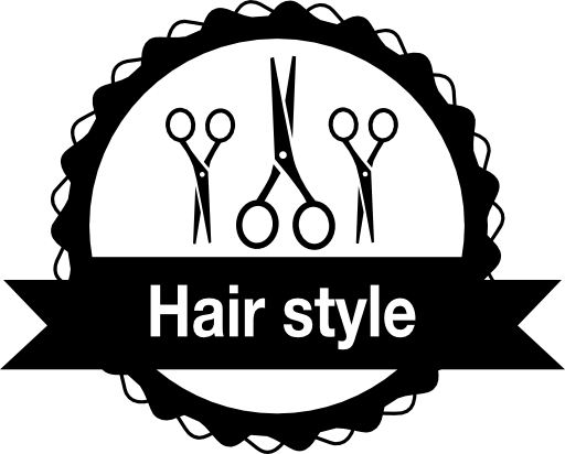 Hair salon badge with scissors