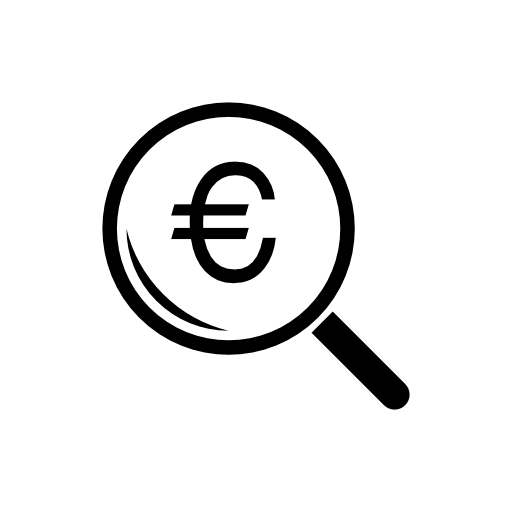 Euro symbol under a magnifier tool