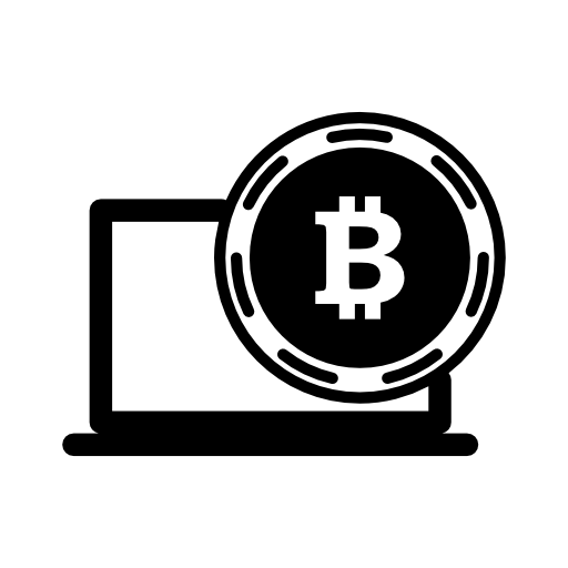 Bitcoin and laptop symbol
