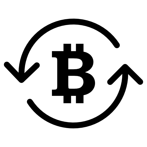 Bitcoin symbol inside circulating arrows