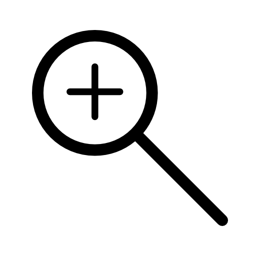 Magnifying lens outline with plus sign