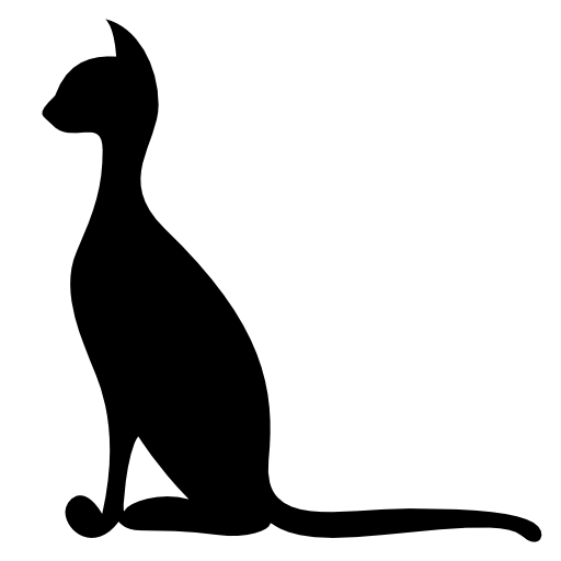 Thin elegant cat black side silhouette