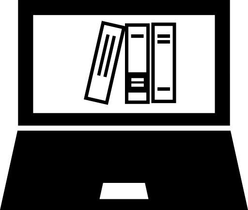 Laptop with books on screen