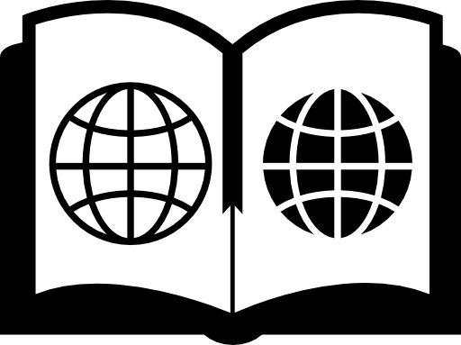 Open book with planetary grid