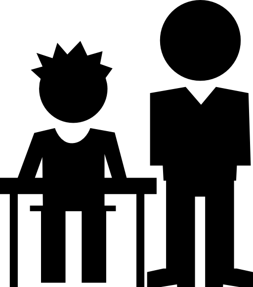 Teacher and student side by side one sitting the other standing