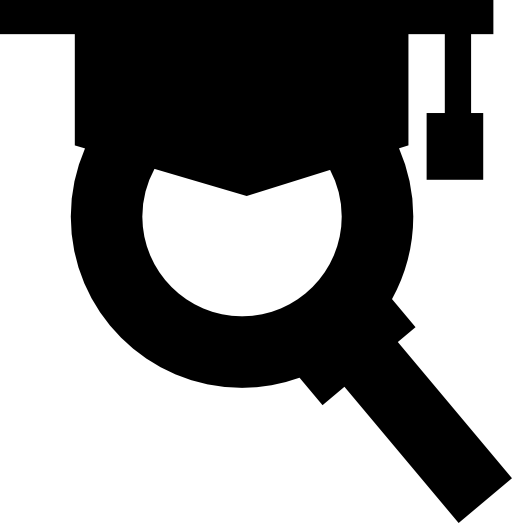 Zoom or search tool on graduate cap symbol