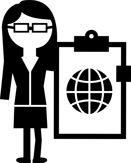 Female professor with clipboard with Earth planet image