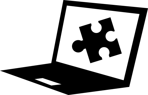 Laptop with puzzle piece shape on screen