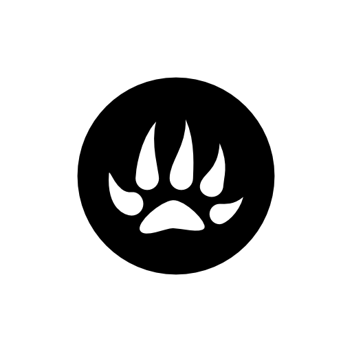 Wolf footprint on black circular background