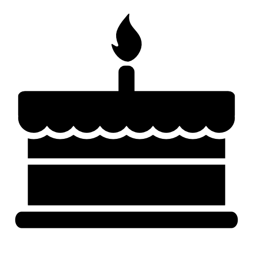 Birthday cake with one burning candle