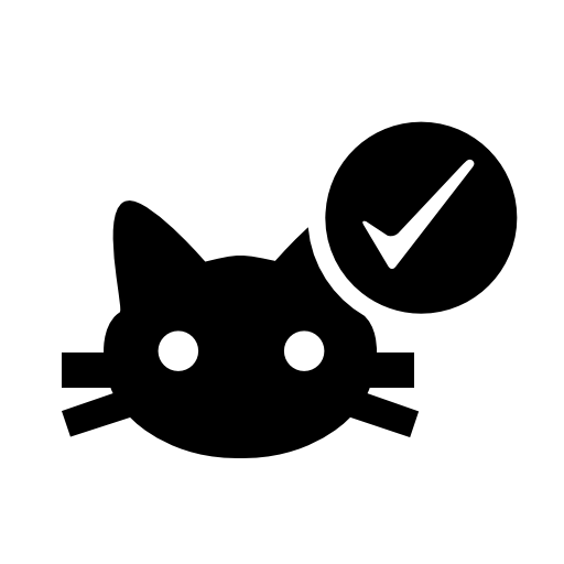 Cat face with verification mark