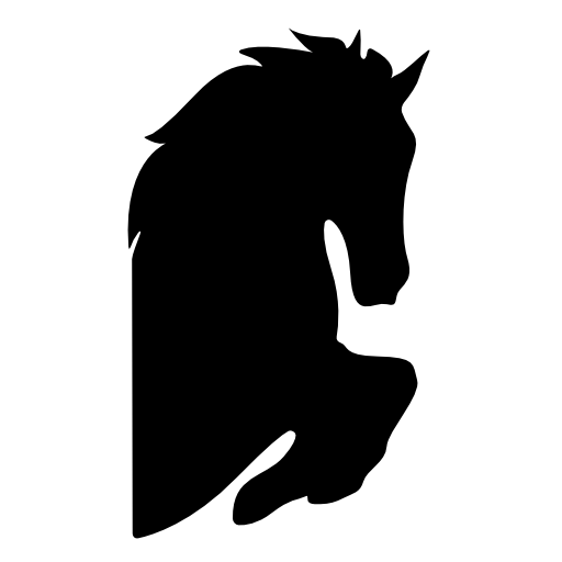 Horse head silhouette with raised feet facing right
