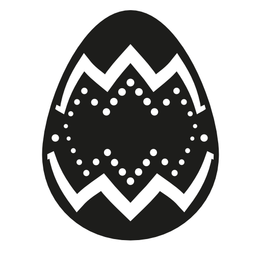 Easter egg of white chocolate with dark lines and dots decoration