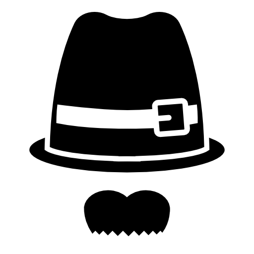 Buckled fedora hat with moustache