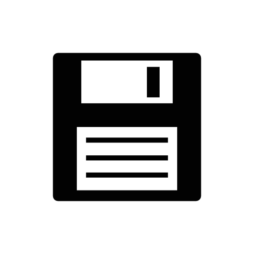 Floppy disk digital data storage or save interface symbol