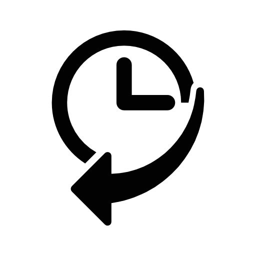 Navigation history interface symbol of a clock with an arrow