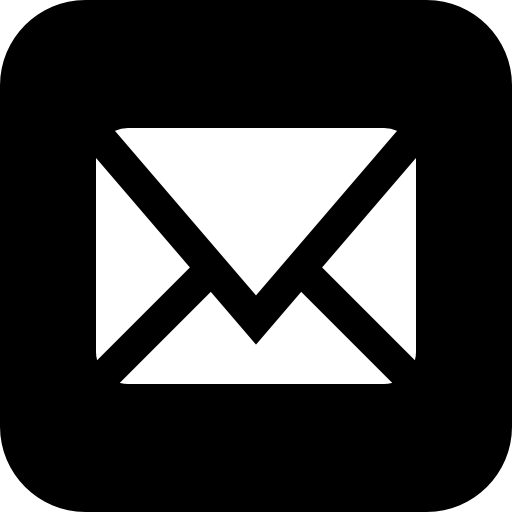 Mail envelope in a black rounded square