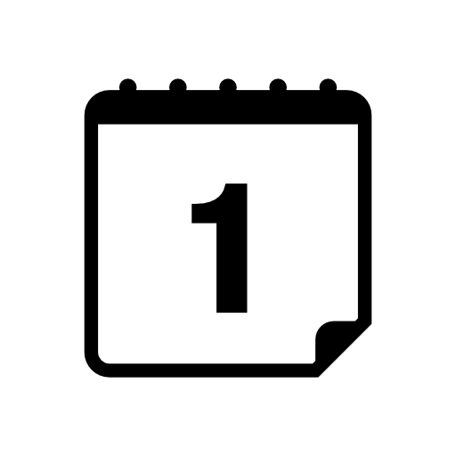 First daily calendar page interface symbol with number 1