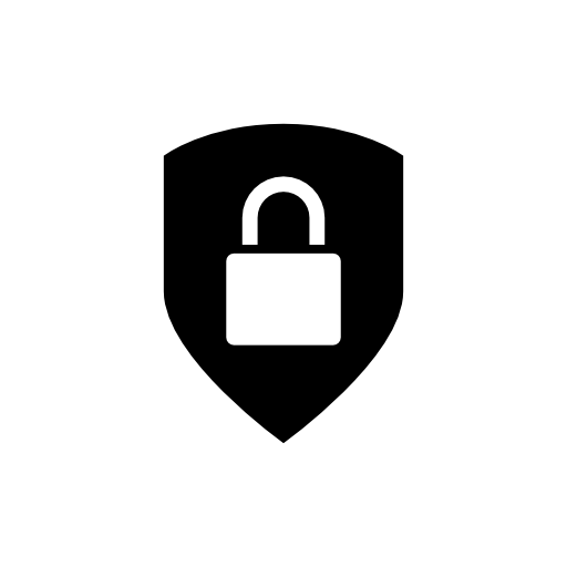 Security interface symbol of locked padlock in a shield