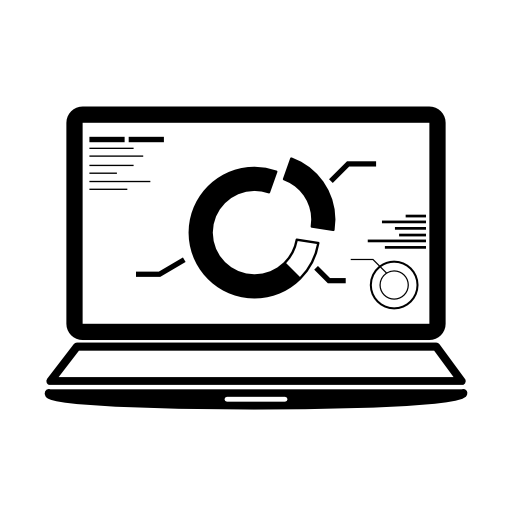 Laptop pie chart on screen