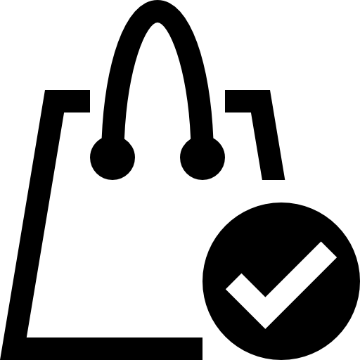 Shopping bag check symbol