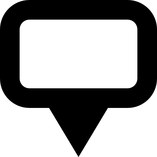 Map marker or gross speech bubble of rectangular rounded shape