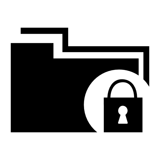 Data locked interface symbol of a folder with a closed padlock