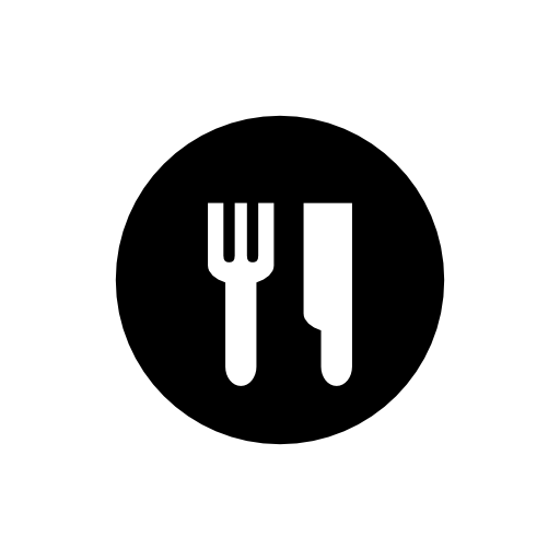 Restaurant cutlery interface symbol in a circle
